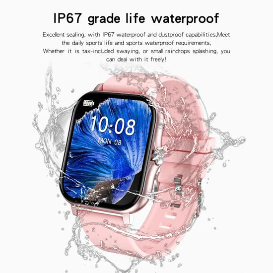 Smart Sports Watch Bluetooth Heart Rate Blood Pressure (Pink)-1