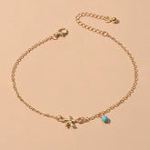 Gold Silver Chain Turquoise Starfish Anklet Barefoot Ankle Foot Jewellery-1
