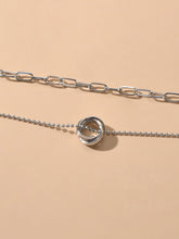 Double layer Silver Chain Circle Pendant Necklace Designer Jewellery Accessories-3