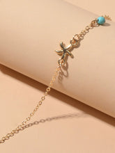 Gold Silver Chain Turquoise Starfish Anklet Barefoot Ankle Foot Jewellery-3